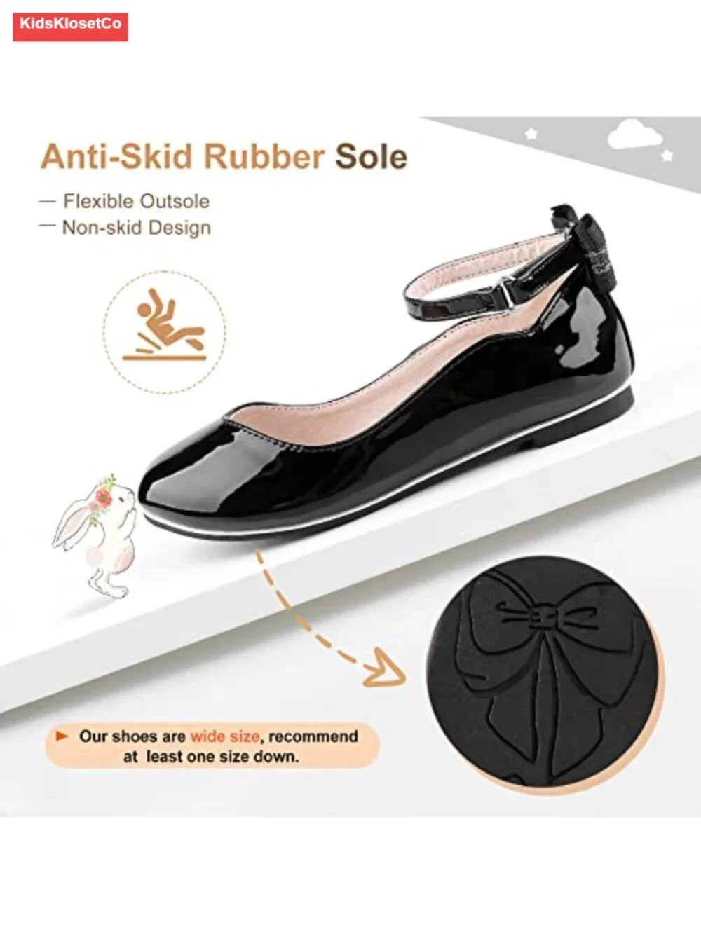 Girls Mary Jane Flats Bow Ankle Strap School Party Shoes